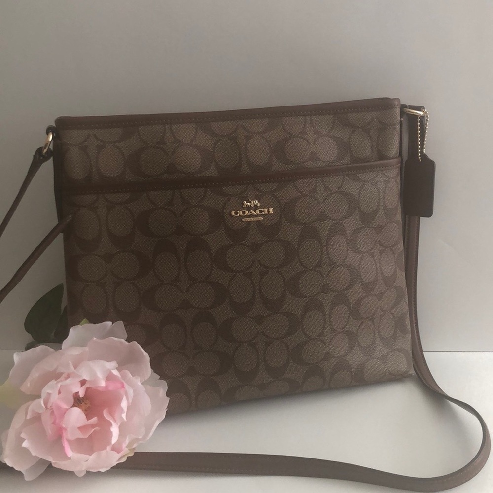 Coach Signature Tan Canvas & Leather Crossbody